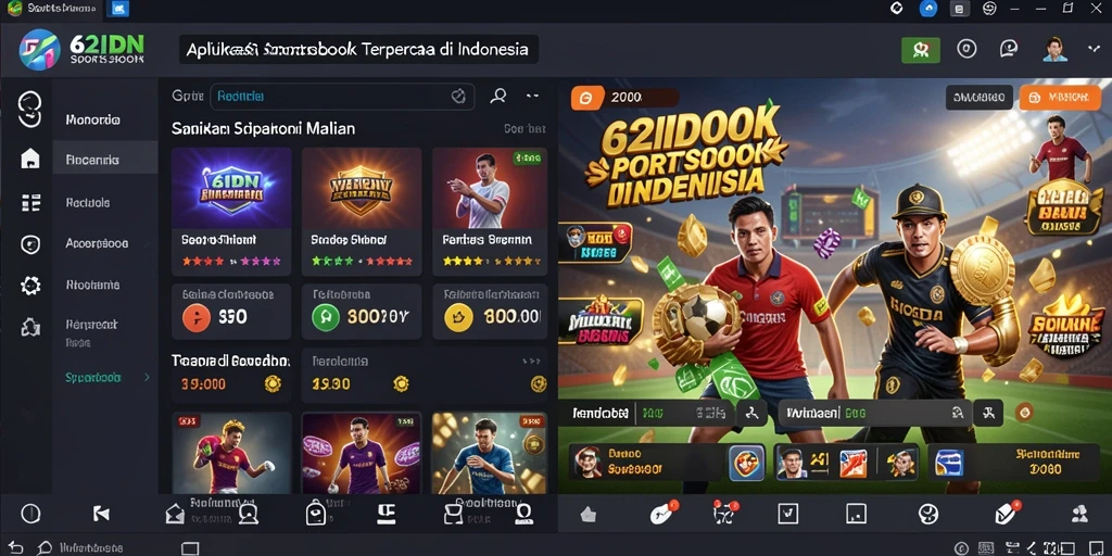 Tampilan gameplay aplikasi Sportsbook 62IDN yang menarik dan interaktif.