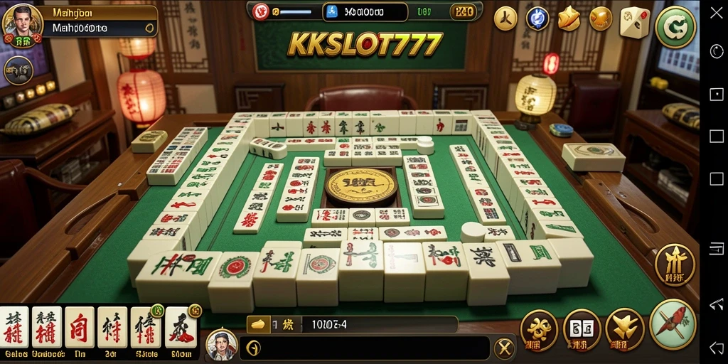 Tampilan gameplay KKSLOT777 dengan suasana Mahjong yang menakjubkan.