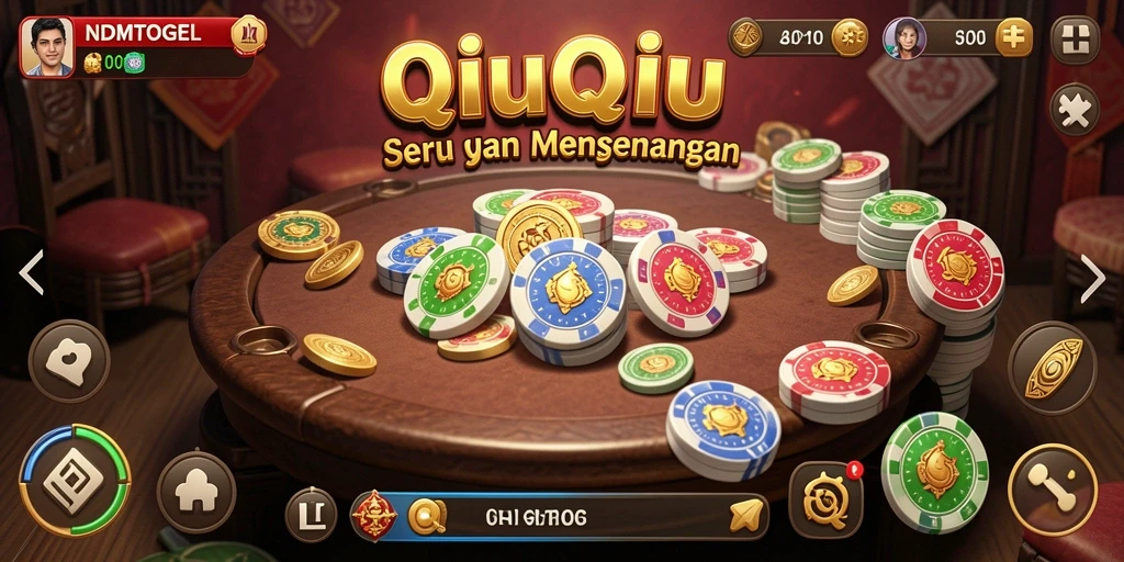 Tampilan gameplay seru dalam NDMTOGEL dengan kartu QiuQiu.