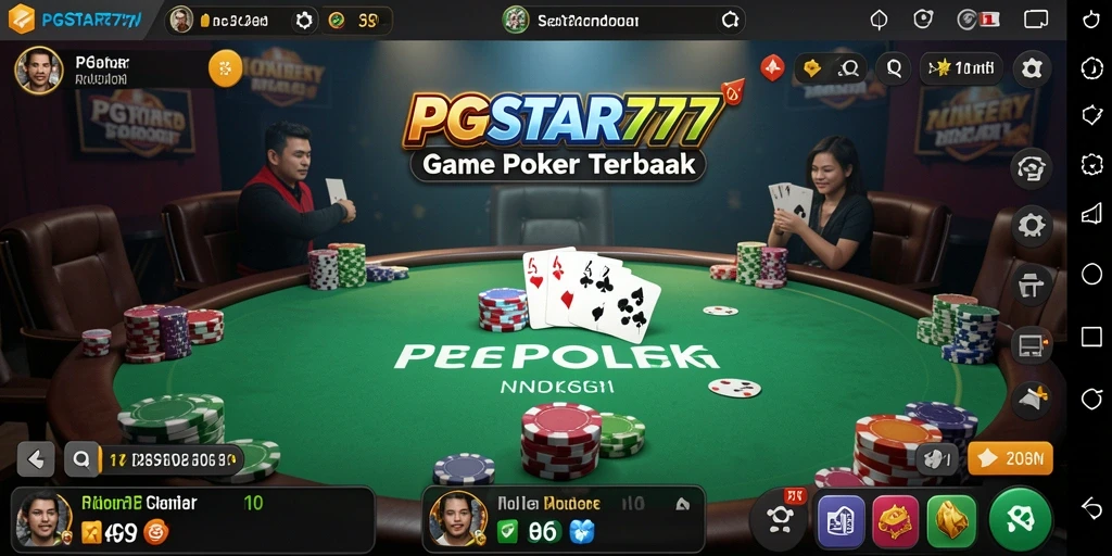 Screenshot gameplay yang menampilkan suasana poker yang seru dan menegangkan.