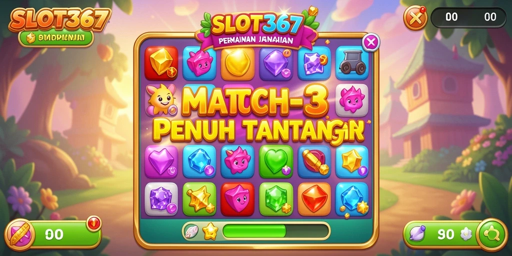Tangkapan layar gameplay SLOT367 menampilkan tantangan Match-3 yang menarik.