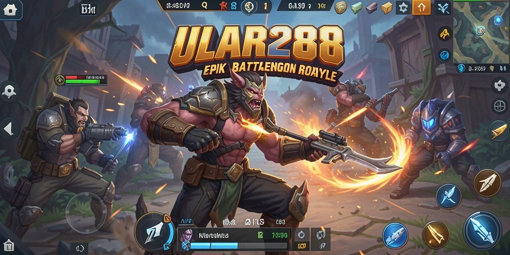 Screenshot gameplay ULAR288 menampilkan aksi pertempuran seru di arena Battle Royale.
